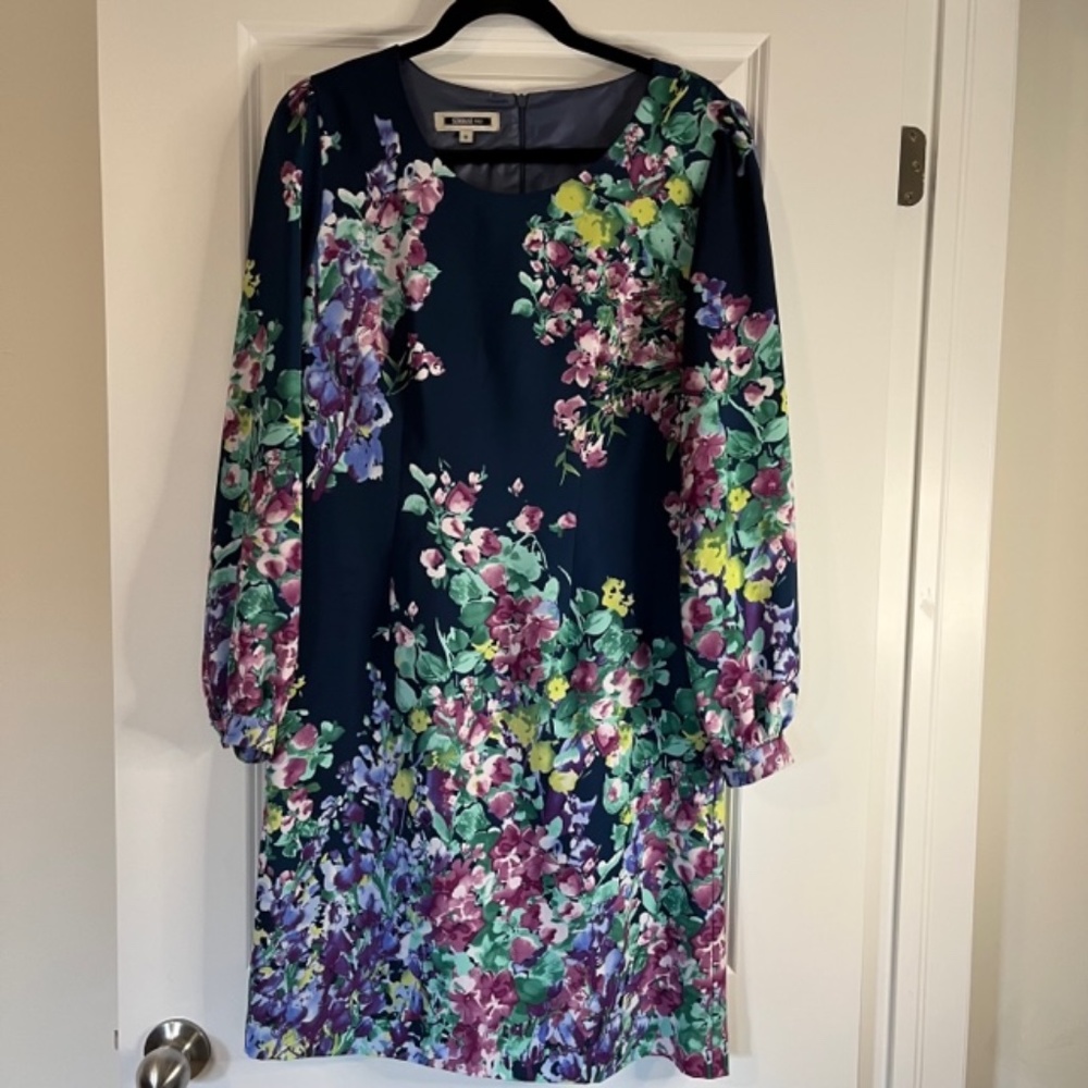 Serrani Italy collection floral long sleeves fully lined dress, size 8